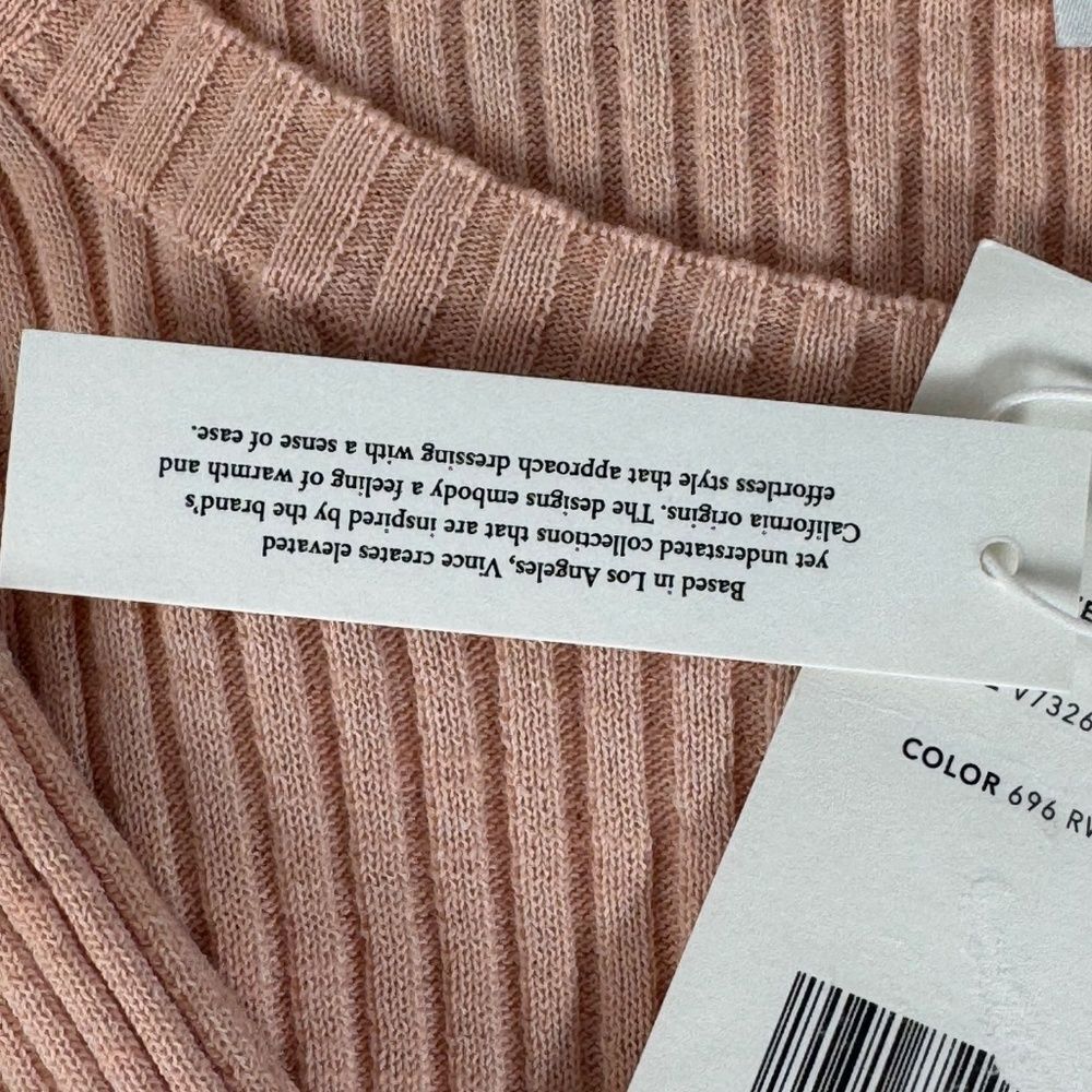 Vince Marled‎ Rib Wool/Cotton Women's Sweater Crew Neck Rosewater Petal Sz XL - Picture 10 of 14